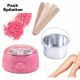 Pack Épilation Professionnel 3en1 - Chauffe Cire Rose + Cire en Grain Rose + Spatules