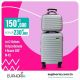 Lot de 2 Valises Rayure Polycarbonate ABS M+XS - 4 Roues - 360° - Silver